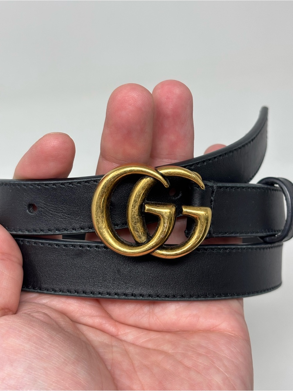 Gucci Double G logo leather black belt size 80 - Picture 6 of 10